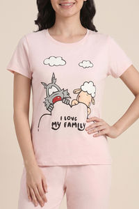 Zivame Farm Lore Knit Cotton Pyjama Set - Cradle Pink — thumbnail 4